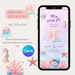 Invito digitale per il compleanno dei bambini, invito WhatsApp e-card personalizzabile, invito compleanno per cellulare, modello Canva
