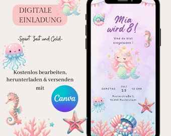 Digital invitation for children's birthday, customizable e-card WhatsApp invitation, birthday invitation for cell phone, template Canva