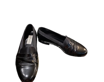 Mezlam Mirage Mocassins en cuir verni noir faits main pour hommes 11 M SKU 10-062