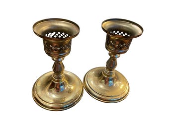 Para 6-calowych mosiężnych świeczników w stylu vintage z kolekcji Princess House, SKU 10-152