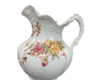 Empire VTG June Rose pattern amercian Trenton pottery XL Pitcher SKU 9752
