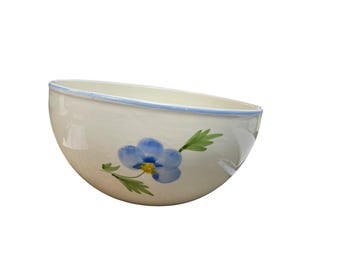Alcobaca hand painted blue floral ceramci decorative portuguese bowl SKU 9761
