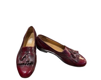 Salvatore Ferragamo zapatos Oxford con borlas de cuero color burdeos para hombre 12D SKU 10-164