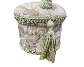 Vintage Vanity Embroided tassled regency victorian decor case SKU 9638