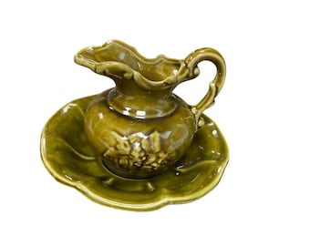 McCoy USA VTG green pitcher bowl set SKU 9756