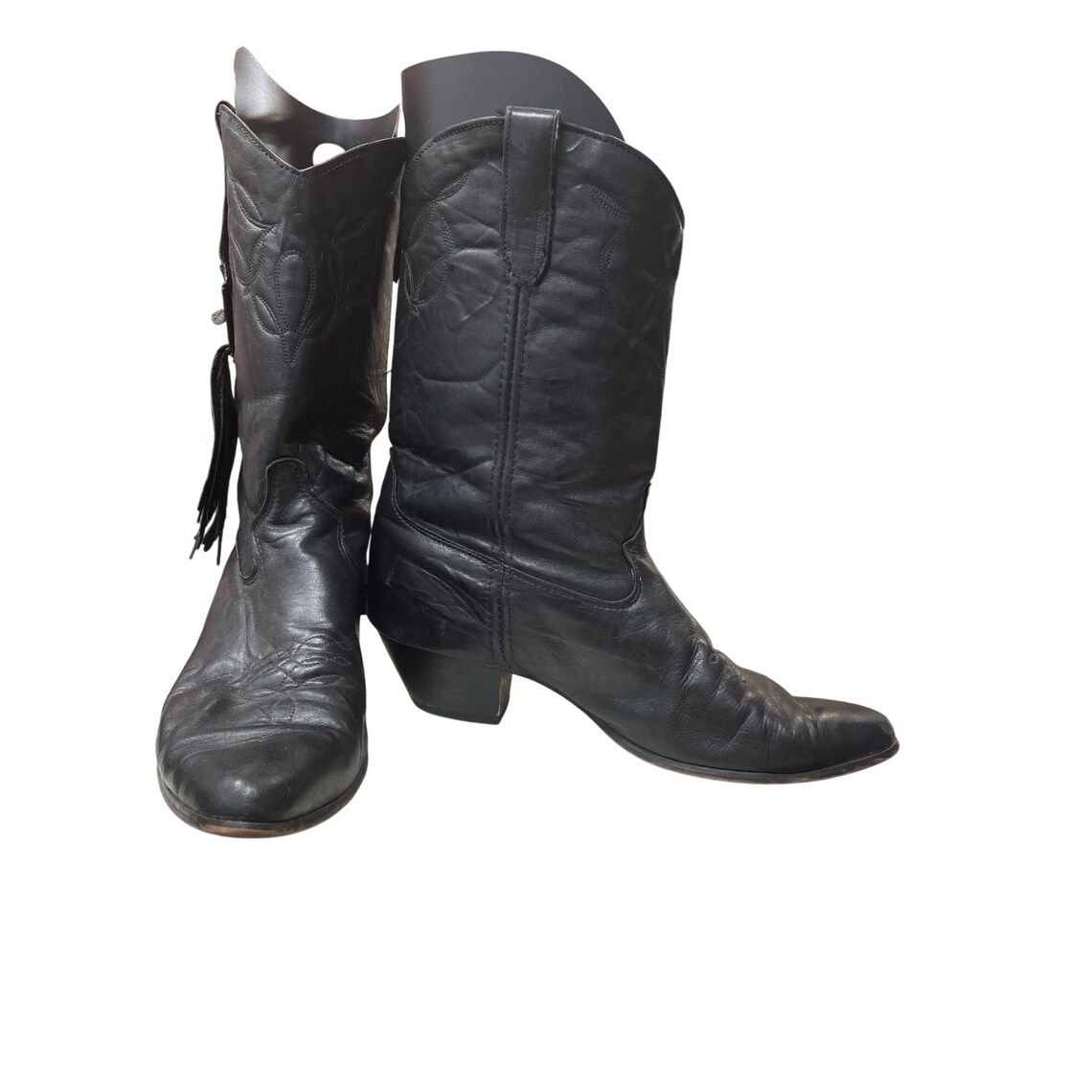Laredo wms black leather tassled mid calf western cowboy boots sz 10M SKU 10-962, Foto 1 von 5