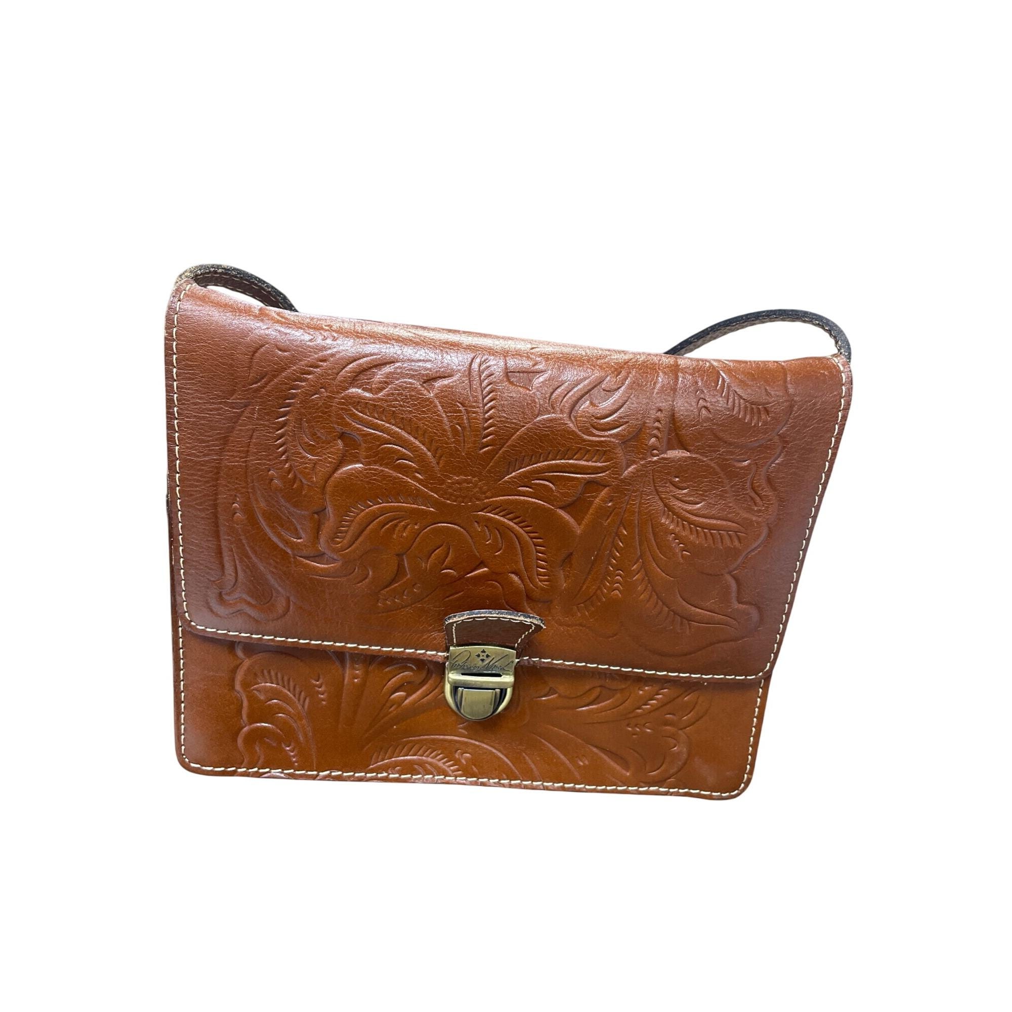 Sac Bandoulière Patricia Nash Granada - Cuir Outillé Vert, Motif Floral, Taille Small, Neuf Avec étiquettes Et Dustbag