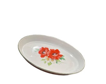 Royal Worcester VTG England poppies red white serve porceline dish SKU 10-241