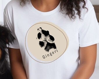 T-shirt met pootafdruk van uw hond | Gepersonaliseerde honden T-shirt | Hondenliefhebber cadeau | Shirt met hondenpoot | Hondenliefhebber