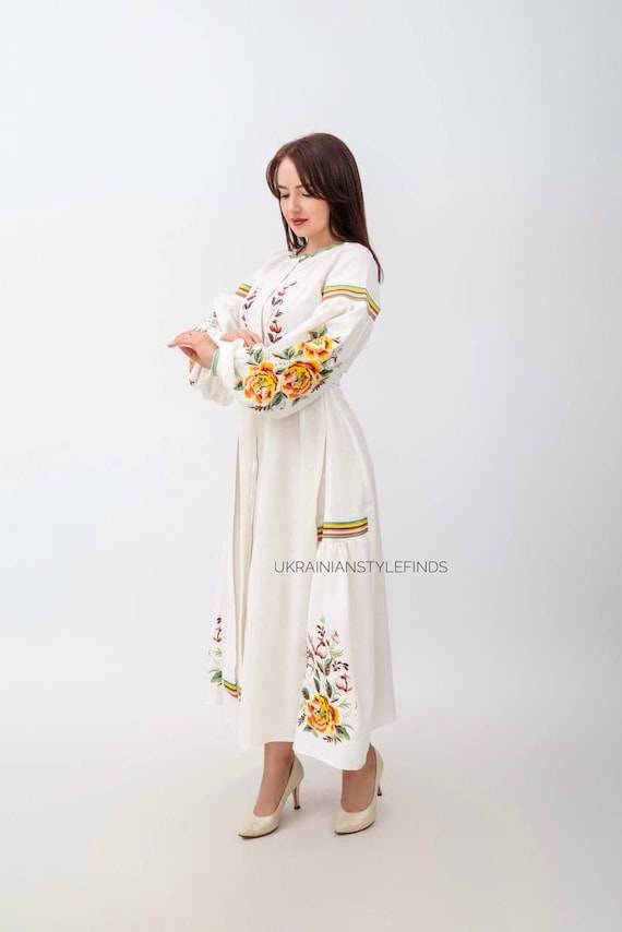 piece of white peony linen dress Peony Dress Piece of White