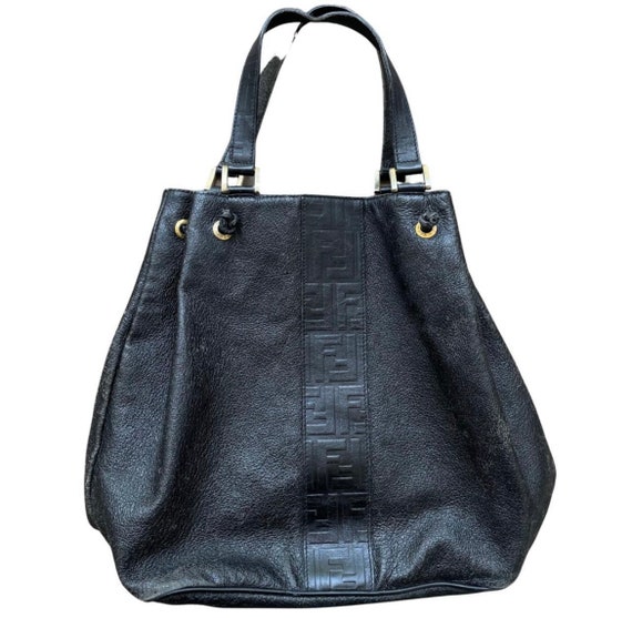 Fendi vintage black leather handbag - image 1