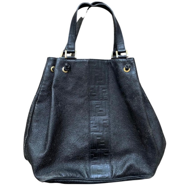 Fendi vintage black leather handbag