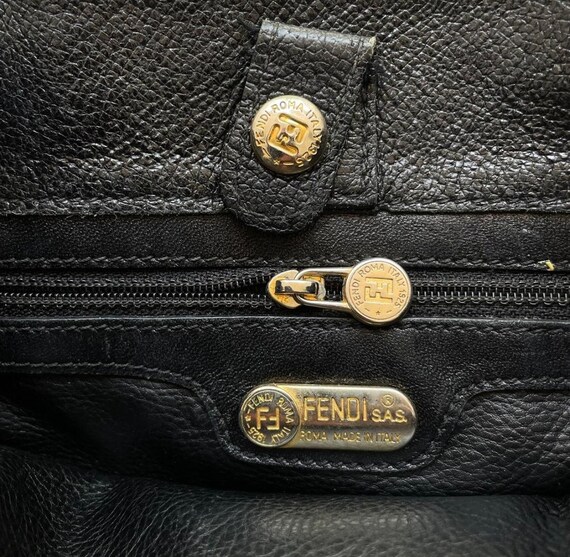 Fendi vintage black leather handbag - image 4