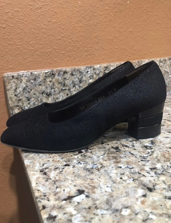 VINTAGE Ferragamo salvatore black suede heels