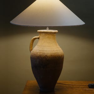Huwelijkscadeau vintage Turkse tafellamp handgemaakte rustieke aardewerk verlichting antieke klei pot lamp boerderij decor Cottagecore boho huis cadeau