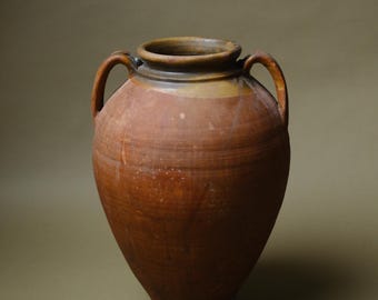 Handgemachte rustikale Terrakotta Vase, Vintage Bauernhaus Keramik