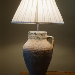 Perfect cadeau vintage Turkse potlamp rustieke klei tafellamp handgemaakt aardewerk boerderij decor Wabi Sabi mediterrane cadeau verlichting Cottage