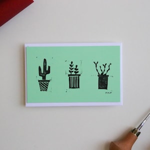 Carte postale simple linogravure "Plantes"