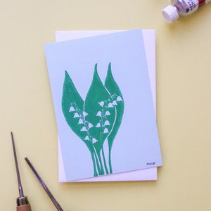 Carte postale simple linogravure "Muguet du 1er mai"