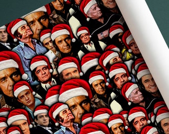 Johnny Cash Geschenkpapier - Johnny Cash Weihnachtsgeschenkpapier - Johnny Cash Weihnachtsmütze Geschenkverpackung