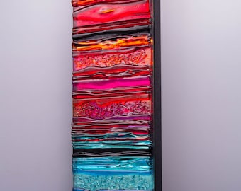 Masquerade - Sculpted Glass Wall panel, original unique handmade colorful artwork