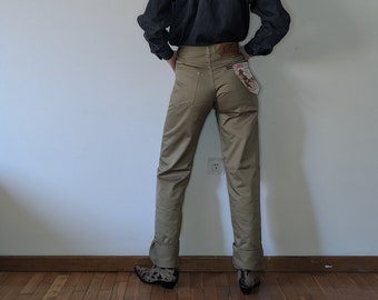 Vintage 70s DEADSTOCK SUPER RIFLE pantalones de corte vaquero con etiqueta original sz 28x36 unisex beige - vaquero vaquera ropa occidental auténtica