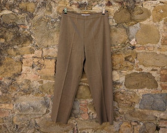 Vintage 90s MARINA RINALDI virgin wool PANTS medium waist light brown - office siren, suits, secretary