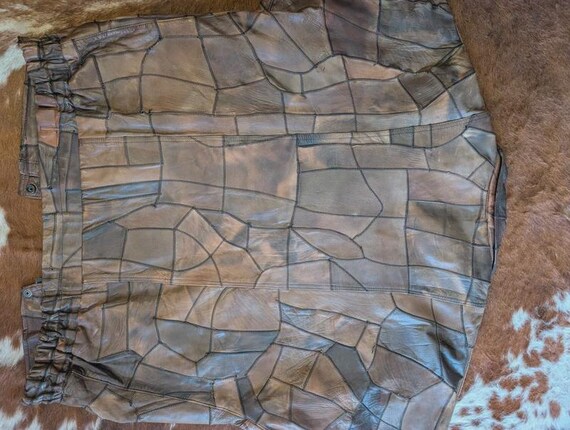 Vintage 90s marble effect patchwork leather bombe… - image 10