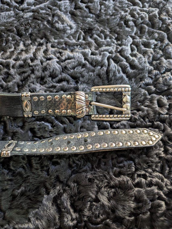 Vintage 80s/90s Nanni Genuine Leather Belt With Silver Studs  display picture 2