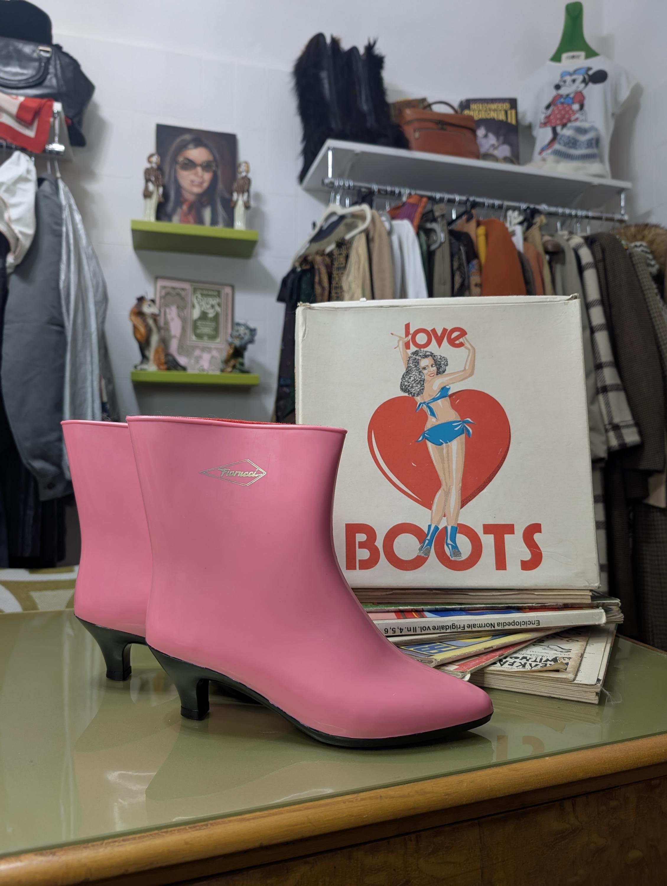 Vintage 70s/80s Deadstock Iconic Fiorucci Love Boots Bright Pink