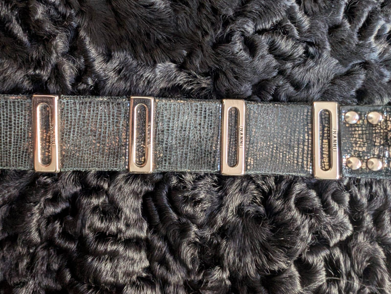 Nw Vintage Nanni Italy Studded Concho Leather Belt Jeweled Buckle Boho Western Western Leather Concho Belt with Silver Tone Studs Vintage  main image 4