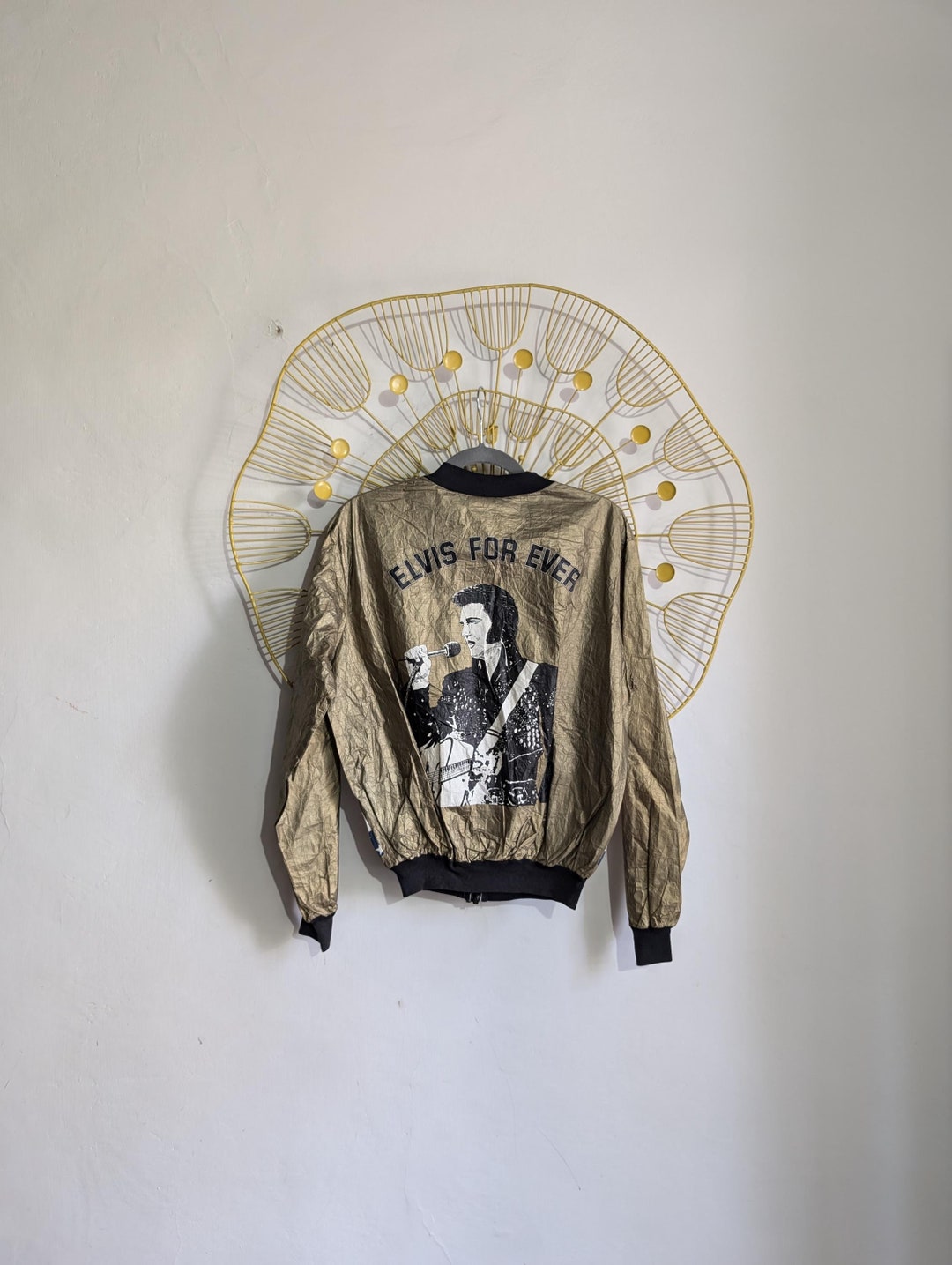 Vintage RARE DEADSTOCK jaqueta bomber dourada do final dos anos 70