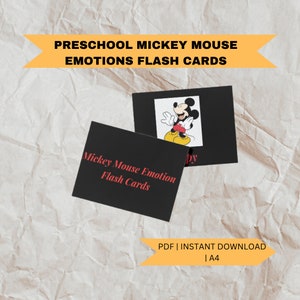 Tarjetas Flash de emociones de Mickey mouse, Tarjetas Educativas, Emociones de aprendizaje. También aprendiendo a reconocer expresiones faciales. DESCARGA DIGITAL