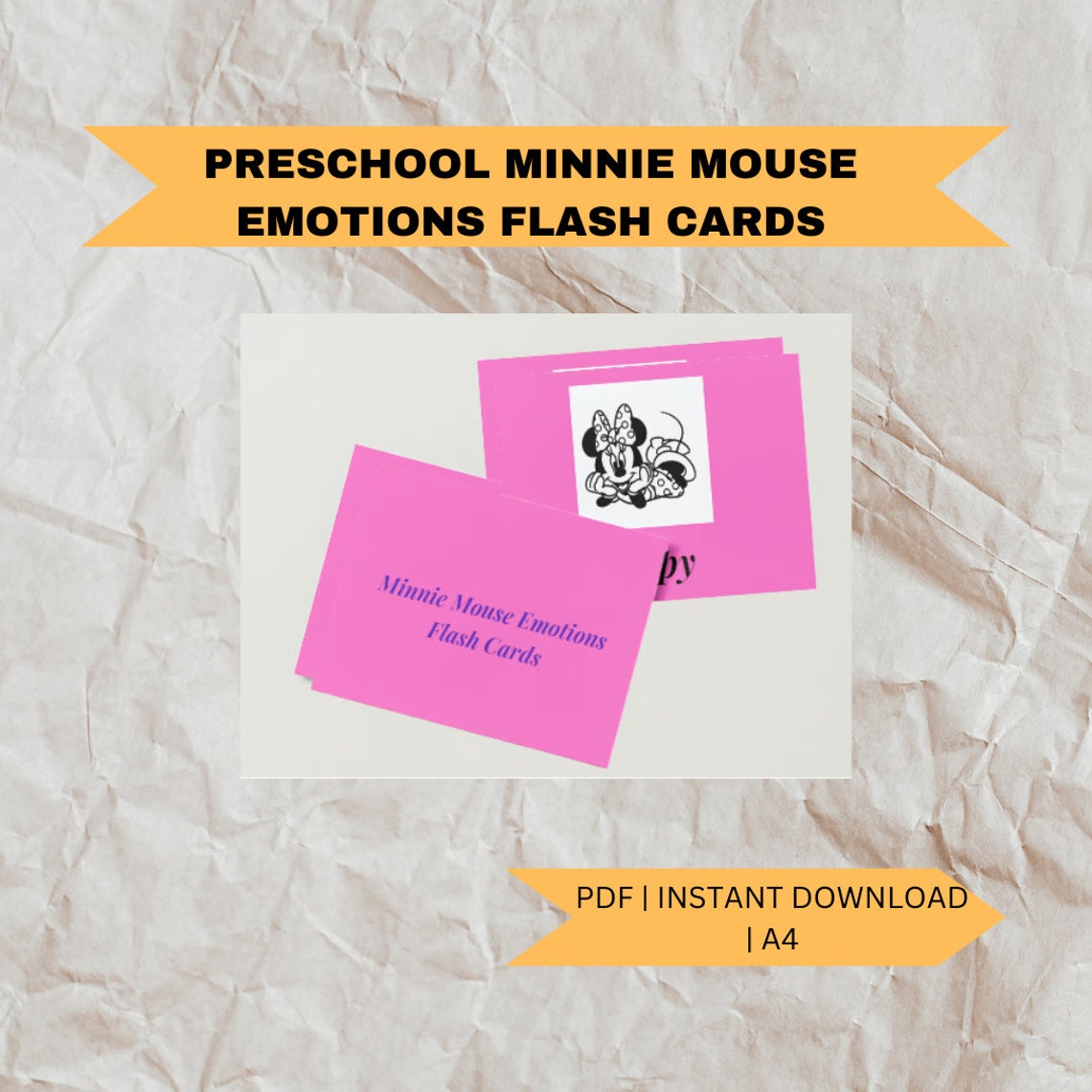 Minnie Mouse Emotion Flash Cards, Educational Cards, Learning Emotions ...