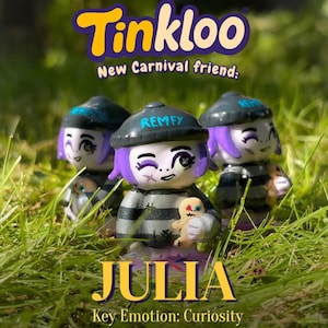 Handmade Goth Emo Punk Art Toy Figure, Purple Hair Voodoo Doll Collectible (4cm)