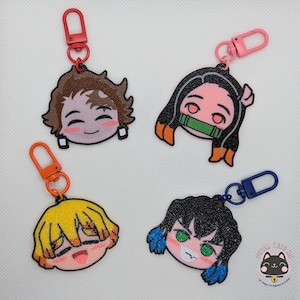 Demon Slayer Chibi Keychain | Tanjiro Kamado, Nezuko, Zenitsu Agatsuma, Inosuke Hashibira| Anime Merch | Kawaii Charm |Manga Gift|3dprinting