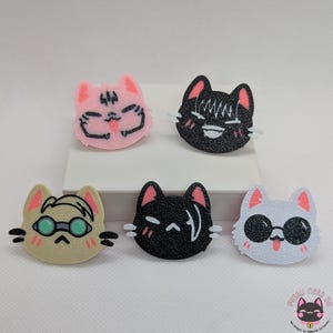 Sorcerer Anime Cats 3D Pins | Kawaii Neko Brooch | Sunglasses, Curse King, Dark Sorcerer, Overtime Sorcerer, Mercenary Neko | Manga Gift