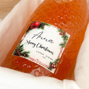 Autocollant vinyle personnalisé pour étiquette de vin champagne Prosecco de Noël - Cadeau de fantaisie amusant pour un anniversaire, une fête ou une fête