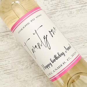 Etiquette de vin moderne Joyeux 21e anniversaire - Cadeau personnalisé pour 21e anniversaire - Etiquette de champagne d'anniversaire unique pour les célébrations