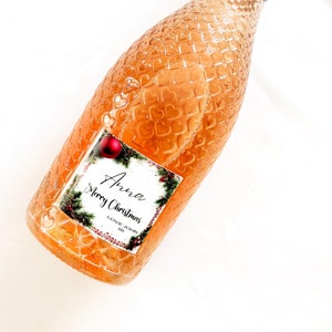 Autocollant vinyle personnalisé pour étiquette de vin champagne Prosecco de Noël - Cadeau de fantaisie amusant pour un anniversaire, une fête ou une fête