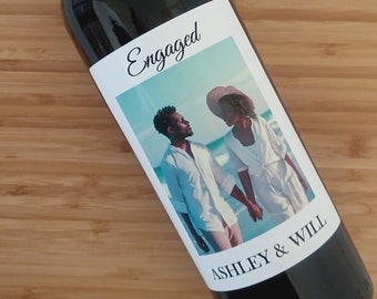 Personalized Engagement Label - Custom Photo Wine Label - Wedding Wine Label - Unique Proposal & Anniversary Gift for Couples