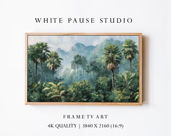 Tropical Jungle Palm Art 4K, Samsung Frame TV Decor, Lush Green Landscape Wall Art