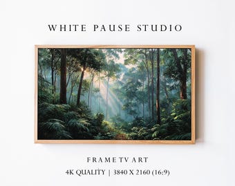 Sun Rays Forest Art 4K, Samsung Frame TV Decor, Enchanted Nature Light Scene