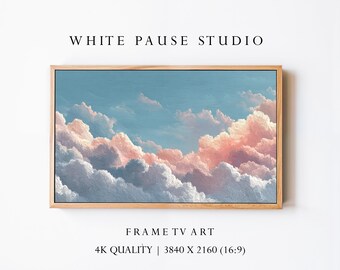 Pink Cloud Sky Art 4K, Dreamy Pastel Clouds, Samsung Frame TV Romantic Wall Decor
