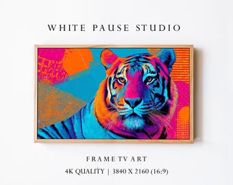Impasto Oil Tiger Painting, Vintage Art for Samsung Frame TV 4K,