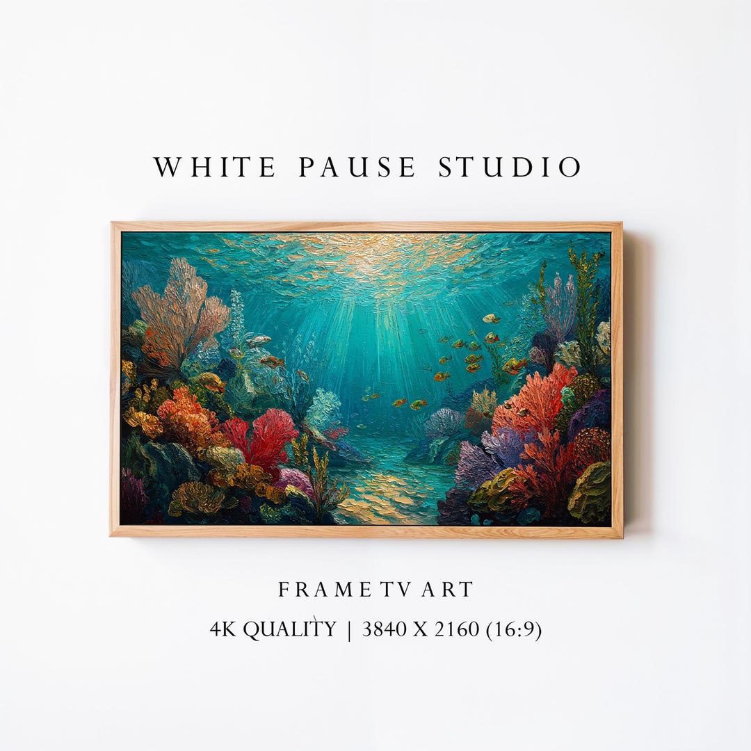 Reef Frame Underwater Coral Reef Frame TV Art, Ocean Painting 4K Samsung the Frame ...
