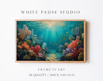 Underwater Coral Reef Frame TV Art, Ocean Painting 4K Samsung The Frame JPG