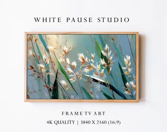 Botanical Floral Art 4K, Samsung Frame TV Decor, Soft Modern Nature Painting