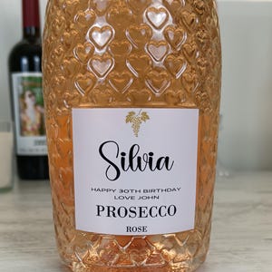 Autocollant personnalisé en vinyle pour étiquette de vin champagne Prosecco - Cadeau de fantaisie amusant pour un anniversaire, une fête ou une fête