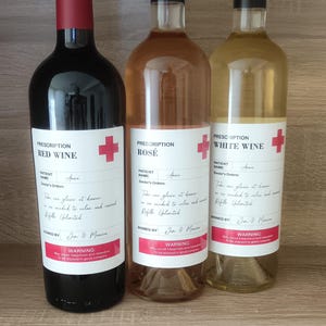 Etichetta vino personalizzata con prescrizione / Vino rosso, bianco, rosato / Regalo divertente per gli amanti del vino / Compleanno / 3,75" × 4,75" / 9,5 cm x 12 cm